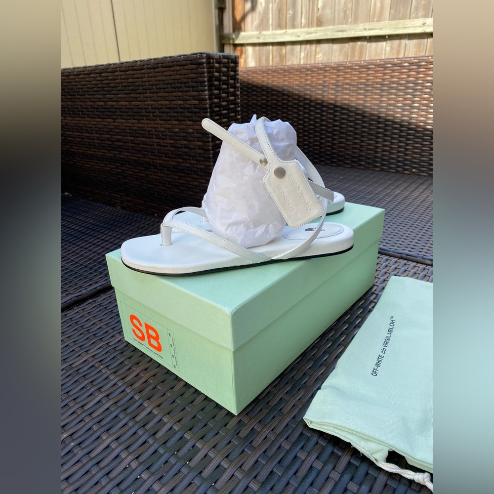 Off-White Zip-tie Leather Flat Sandals - Picture 6 of 13